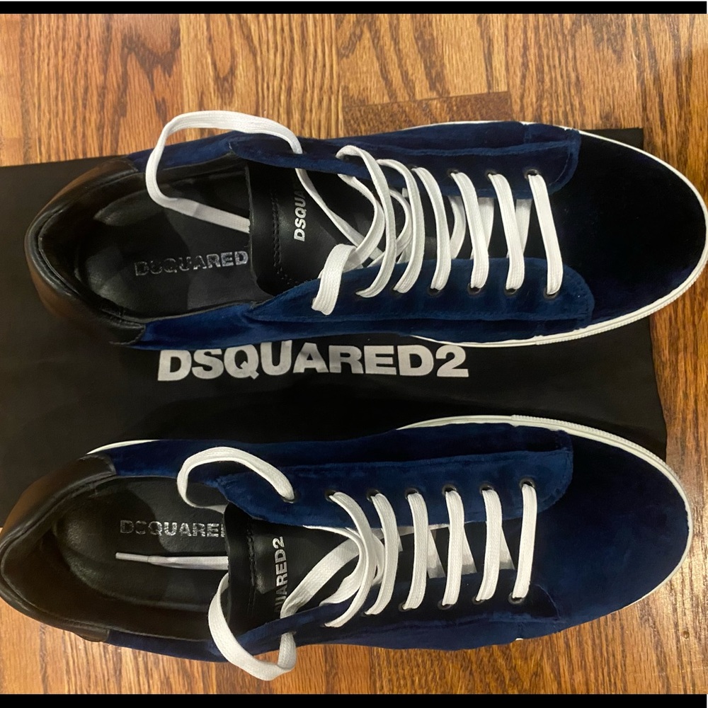 dsquared2 blue velvet sneakers